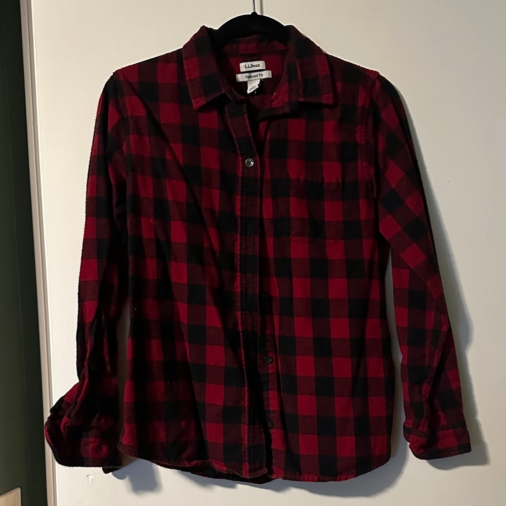 L.L. Bean Checkered Red and Black Buffalo Plaid Shirt